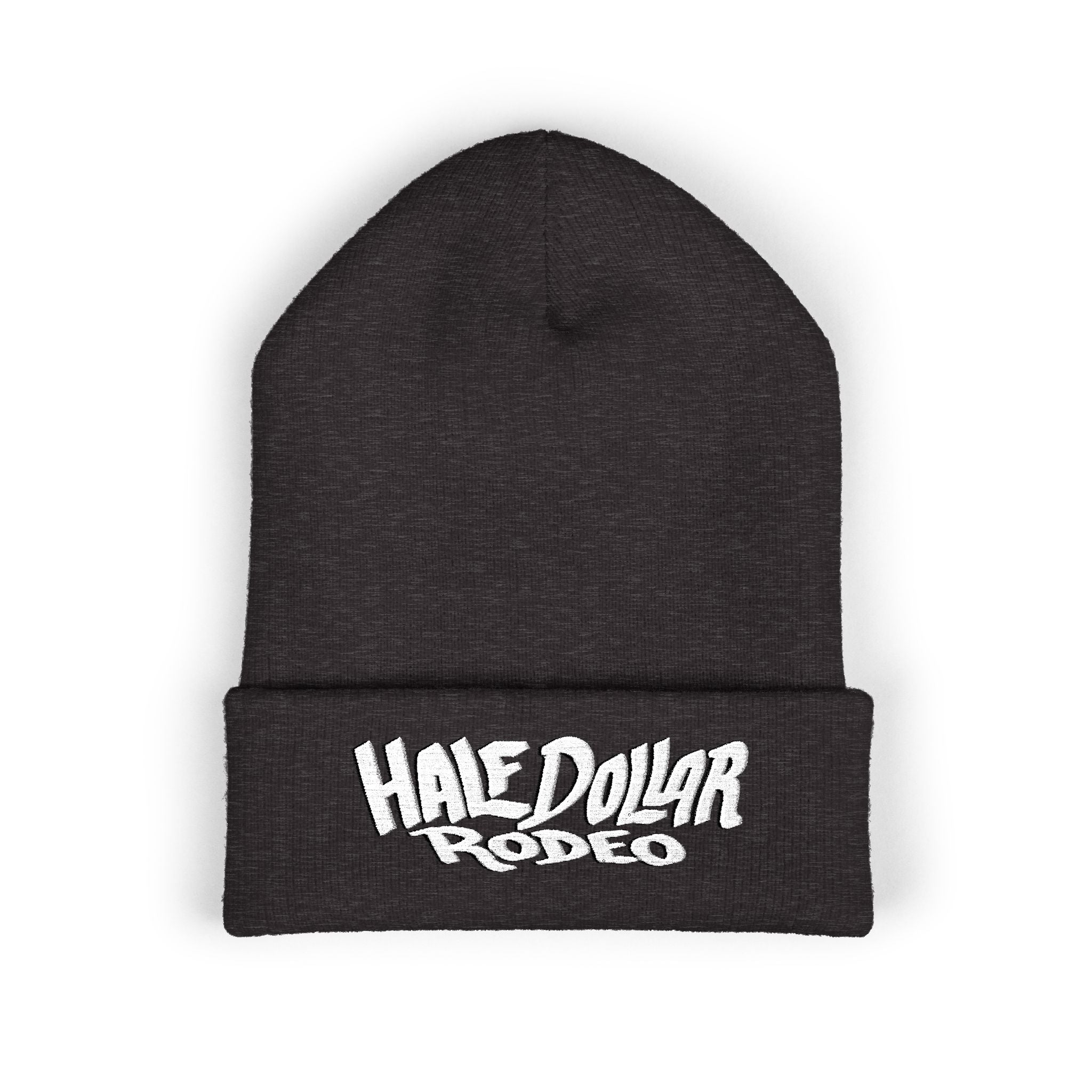 Half Dollar Rodeo Embroidered Cuffed Beanie — Warm Yellow Knit Hat