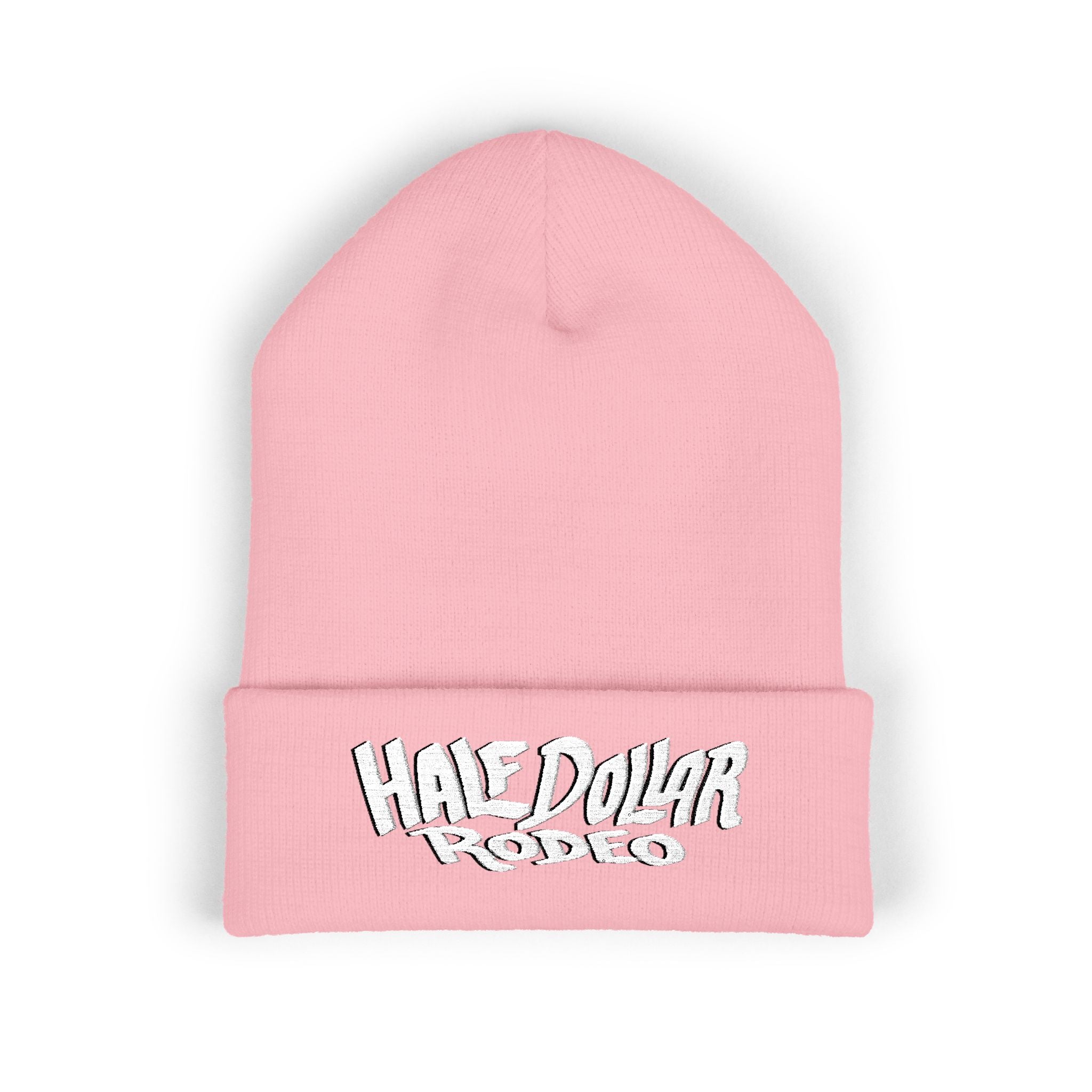Half Dollar Rodeo Embroidered Cuffed Beanie — Warm Yellow Knit Hat