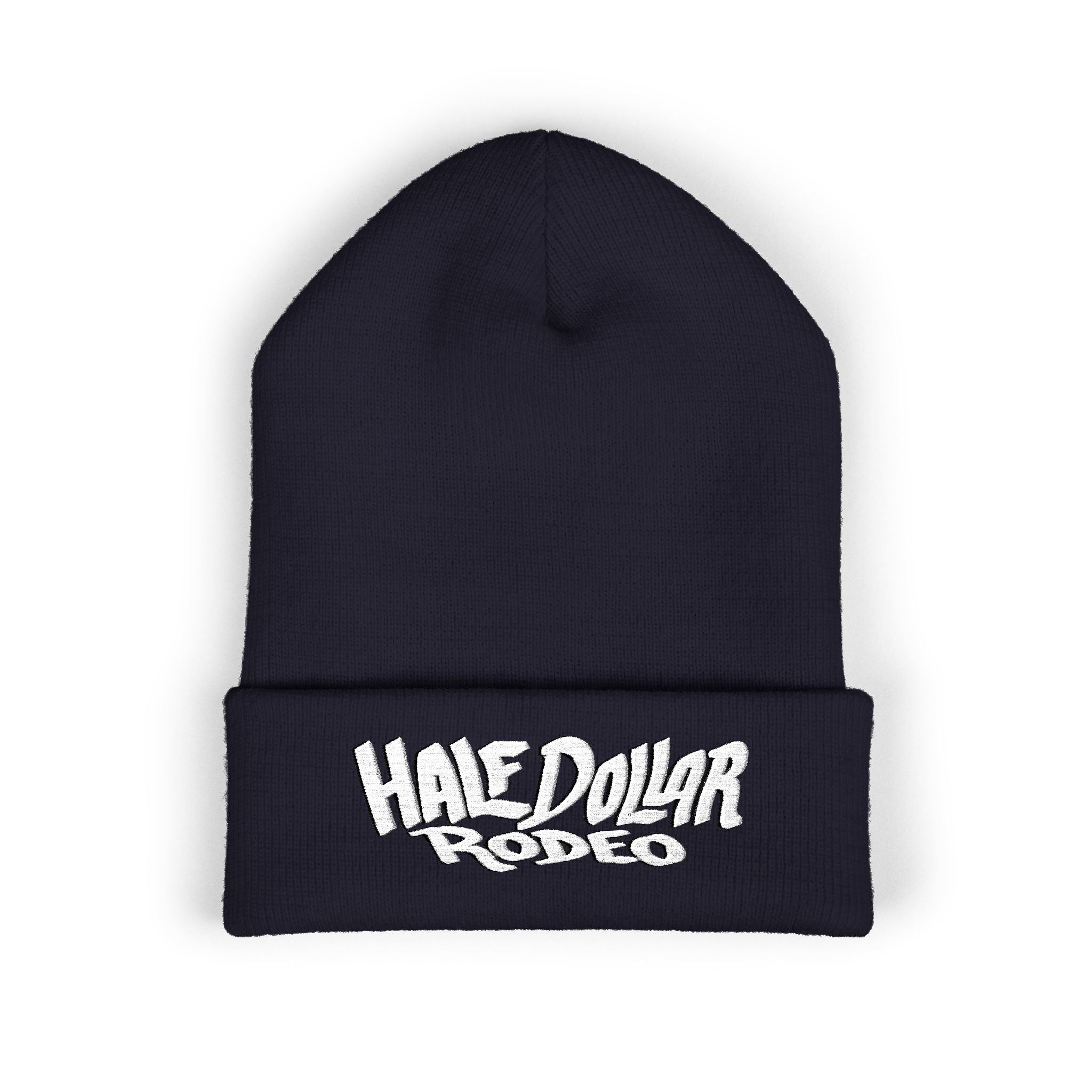 Half Dollar Rodeo Embroidered Cuffed Beanie — Warm Yellow Knit Hat