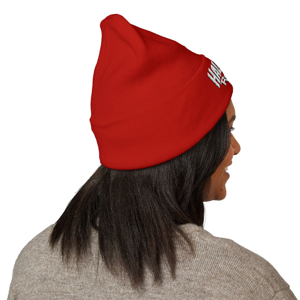 Half Dollar Rodeo Embroidered Cuffed Beanie — Warm Yellow Knit Hat