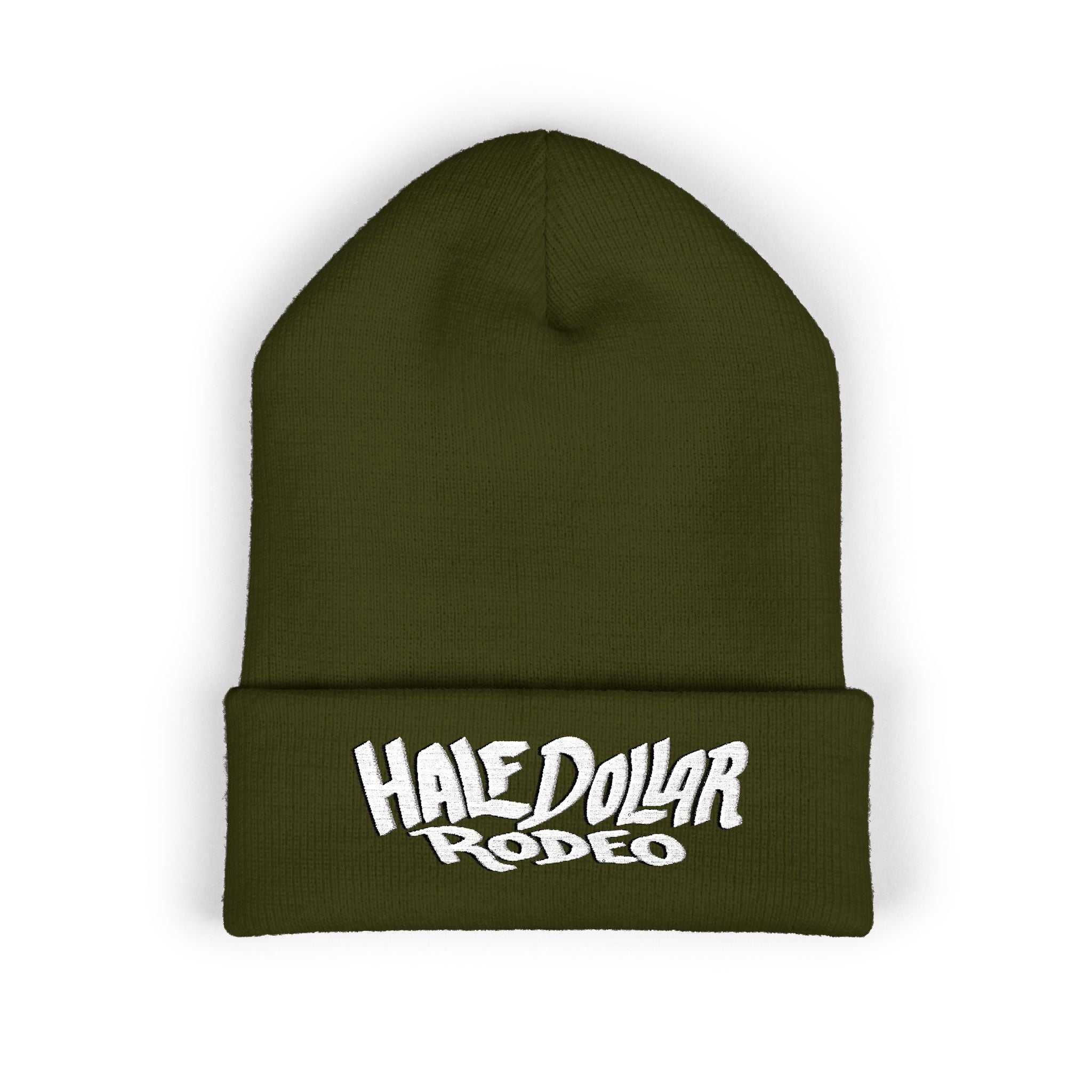 Half Dollar Rodeo Embroidered Cuffed Beanie — Warm Yellow Knit Hat