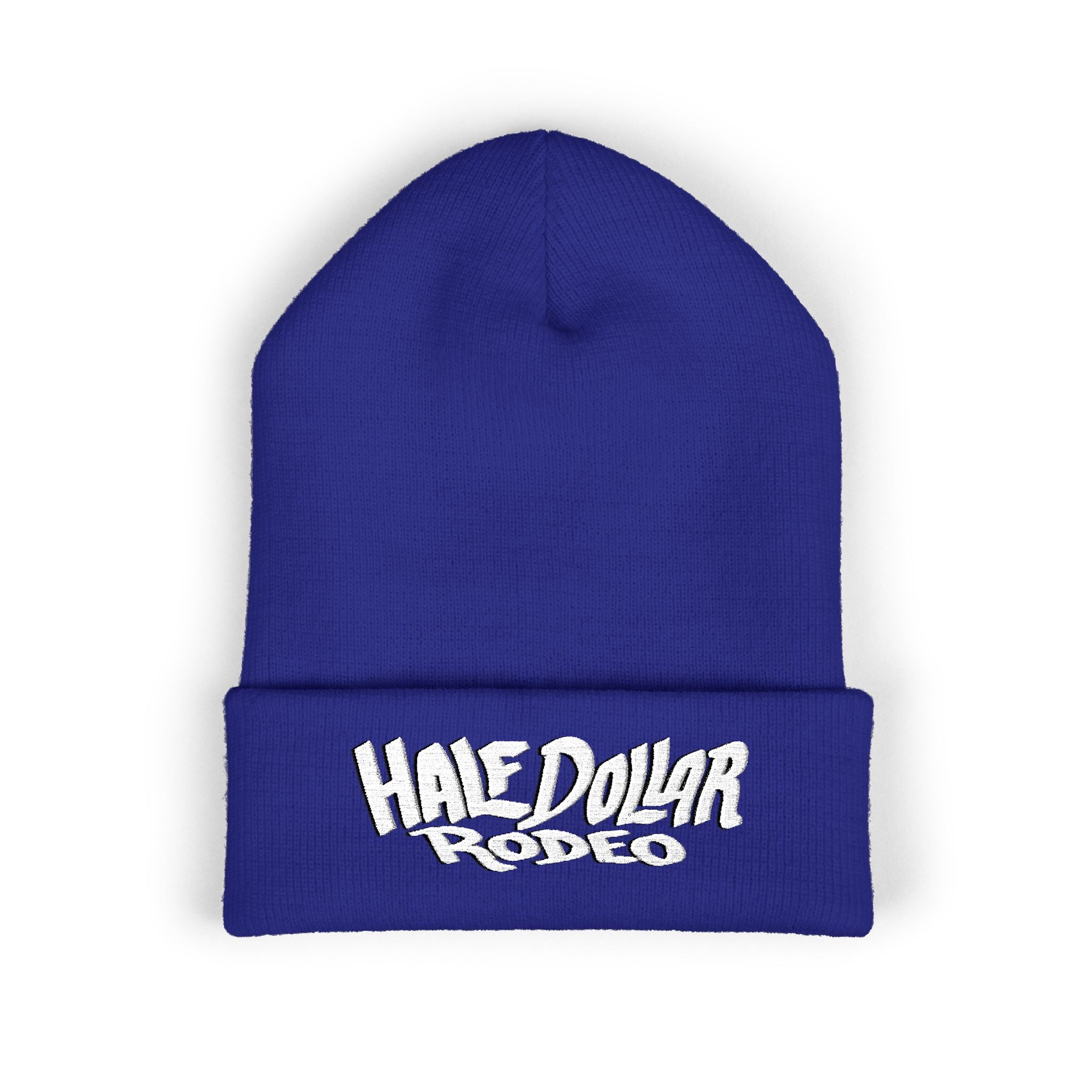 Half Dollar Rodeo Embroidered Cuffed Beanie — Warm Yellow Knit Hat