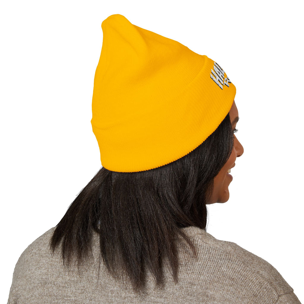 Half Dollar Rodeo Embroidered Cuffed Beanie — Warm Yellow Knit Hat