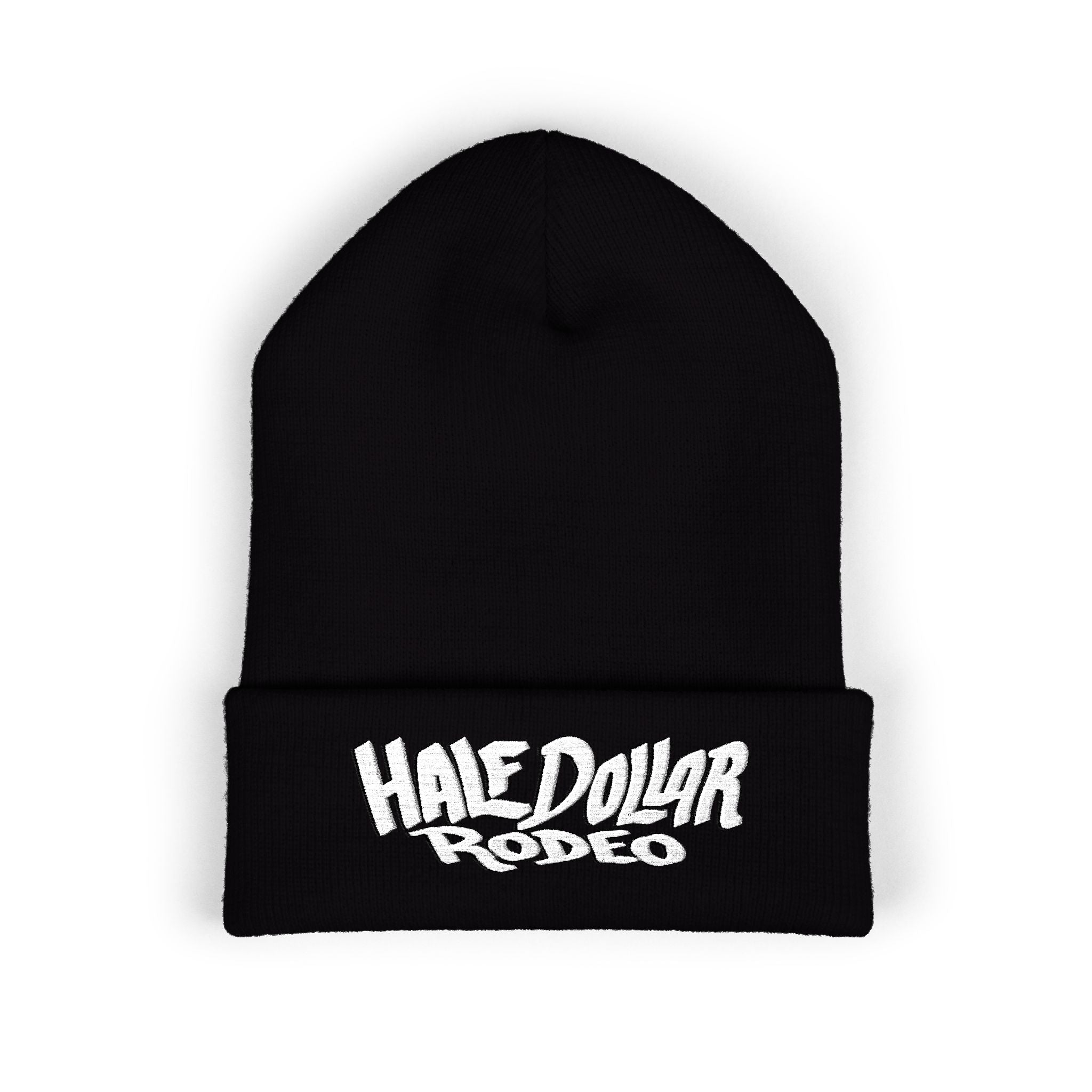 Half Dollar Rodeo Embroidered Cuffed Beanie — Warm Yellow Knit Hat