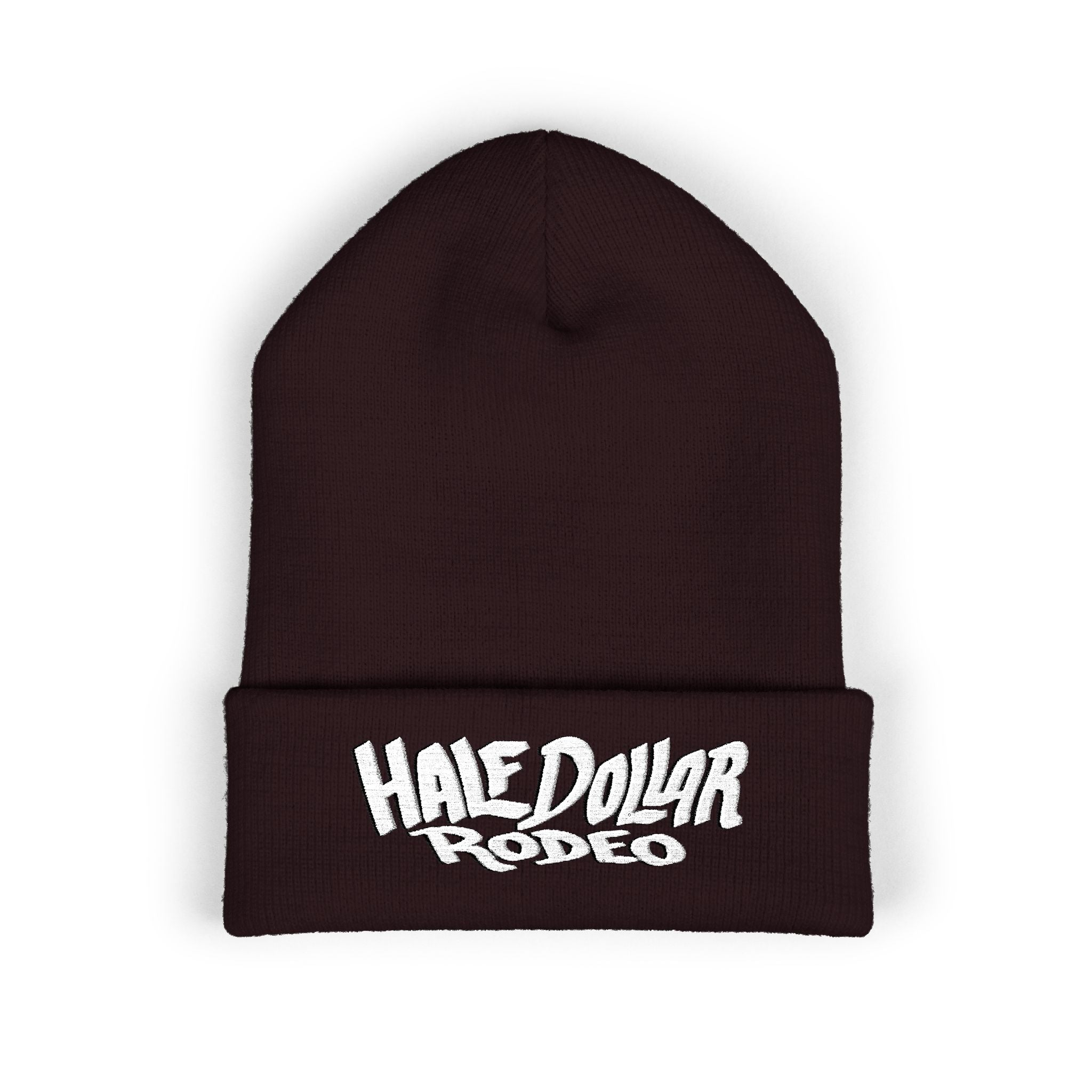 Half Dollar Rodeo Embroidered Cuffed Beanie — Warm Yellow Knit Hat