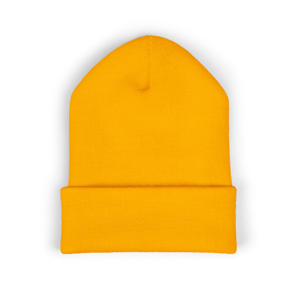 Half Dollar Rodeo Embroidered Cuffed Beanie — Warm Yellow Knit Hat