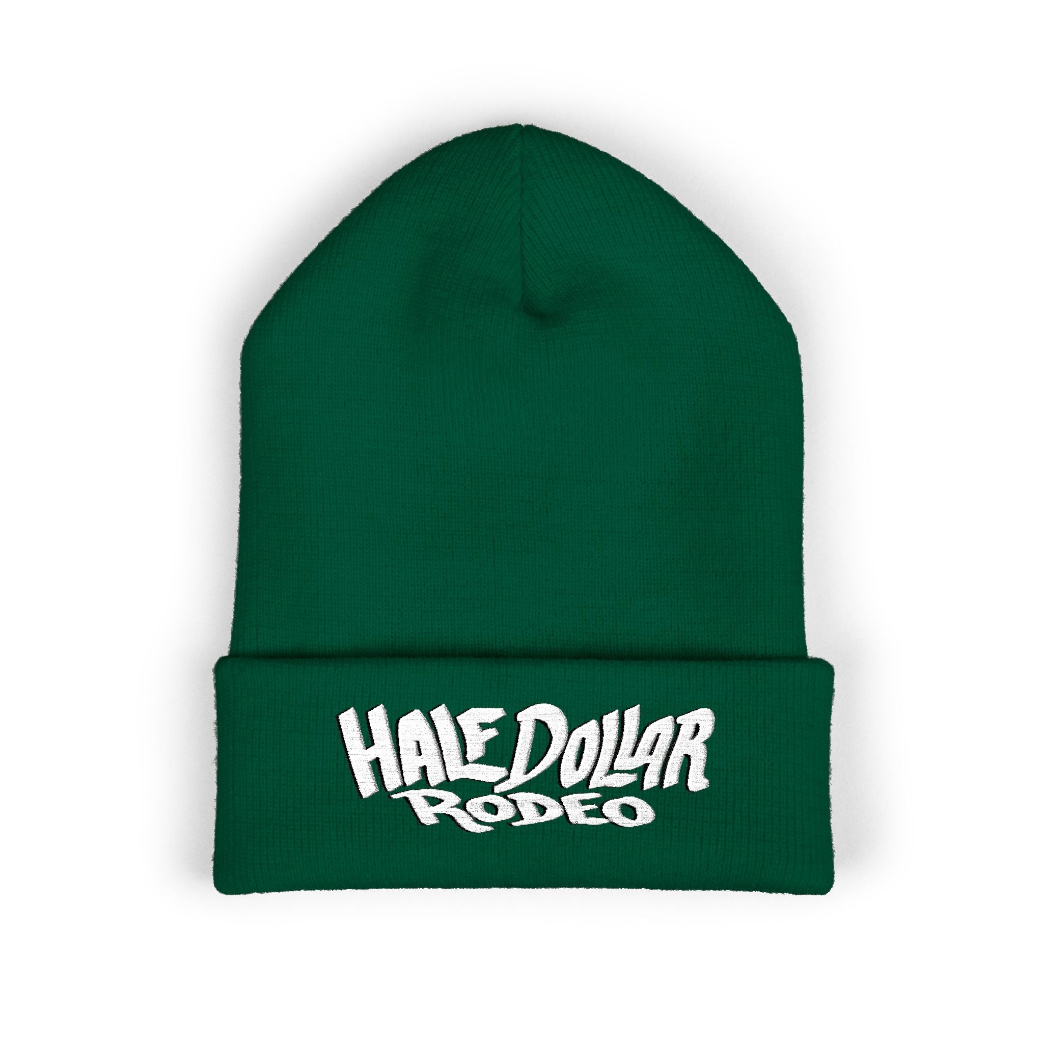 Half Dollar Rodeo Embroidered Cuffed Beanie — Warm Yellow Knit Hat